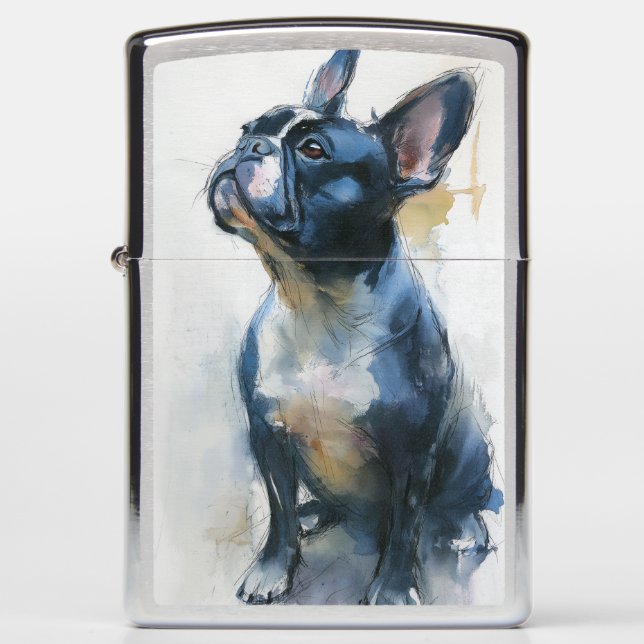 Watercolor French bulldog sitting (Voorkant)