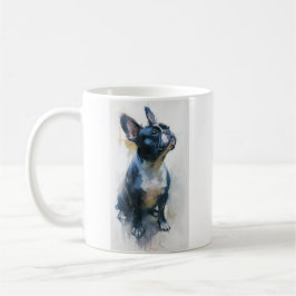 Watercolor French bulldog sitting Koffiemok