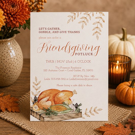 Watercolor Friendsgiving Potluck Diner Invitation