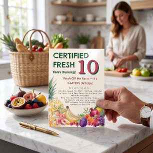 Watercolor Fruit Farm 10e verjaardagsfeest I Kaart