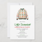 Watercolor funny ugly sweater party invite kaart (Voorkant)