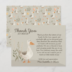 Watercolor Gans - Baby Shower Bedankkaart Briefkaart