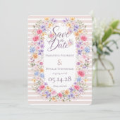 Watercolor Garden Flower Frame Wedding Invitation (Debout devant)