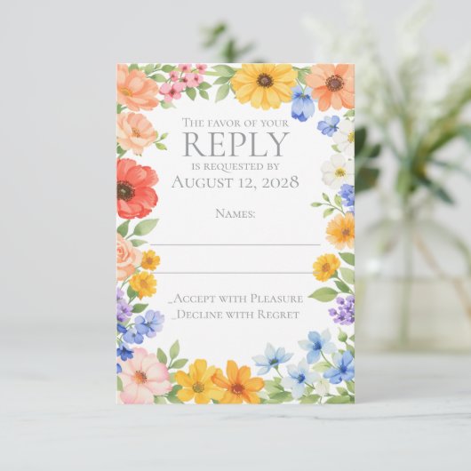 Watercolor Garden Flower Wedding Invitation (Debout devant)