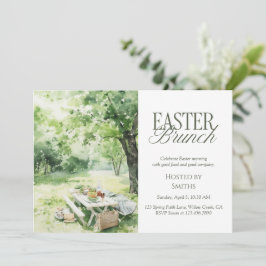 Watercolor Garden Picnic Easter Brunch Elegant  Kaart