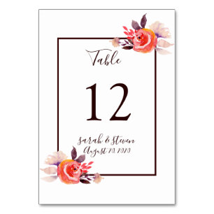 Watercolor Garden Wedding Numéro de table