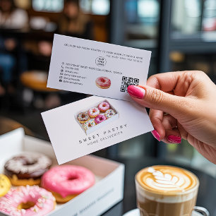 Watercolor gebak bakkerij donuts bezorging Qr Logo Visitekaartje