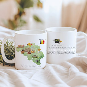 Watercolor geïllustreerde kaart België   Monogram Koffiemok