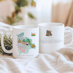 Watercolor geïllustreerde kaart Bolivia   Monogram Koffiemok