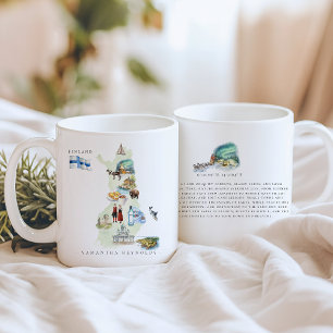 Watercolor geïllustreerde kaart Finland   Monogram Koffiemok