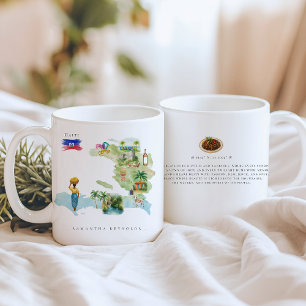 Watercolor geïllustreerde kaart Haïti   Monogram Koffiemok