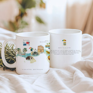 Watercolor geïllustreerde kaart Panama Monogram Koffiemok
