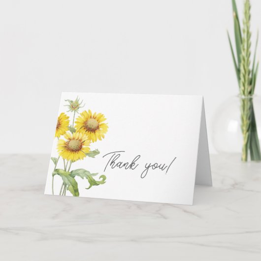 Watercolor Gele Bloemen Dank Je Kaart (Voorkant)