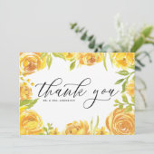 Watercolor Gele Tuinrozen Lijst Bruiloft Bedankkaart (Staand voorkant)