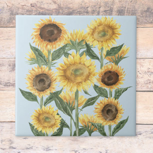 Watercolor Gele Zonnebloem Bloemen Tegeltje