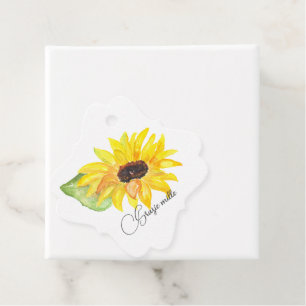 Watercolor Gele Zonnebloem Grazie Mille Bedankjes Labels