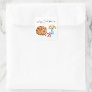 Watercolor Gelukkige Griekse Pasen Eieren Vierkante Sticker