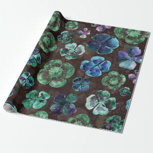 Watercolor Gelukskie Groen Klaverblad Cadeaupapier