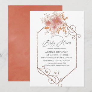 Watercolor Geometrische Terracotta Baby Shower Kaart