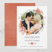 Watercolor Geometrische Terracotta Bruiloft Save The Date (Voorkant / Achterkant)