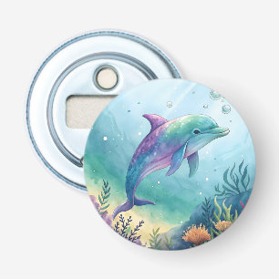 Watercolor geschilderde dolfijn button flesopener