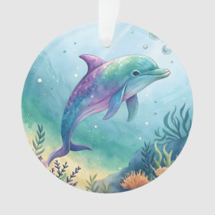 Watercolor geschilderde dolfijn ornament