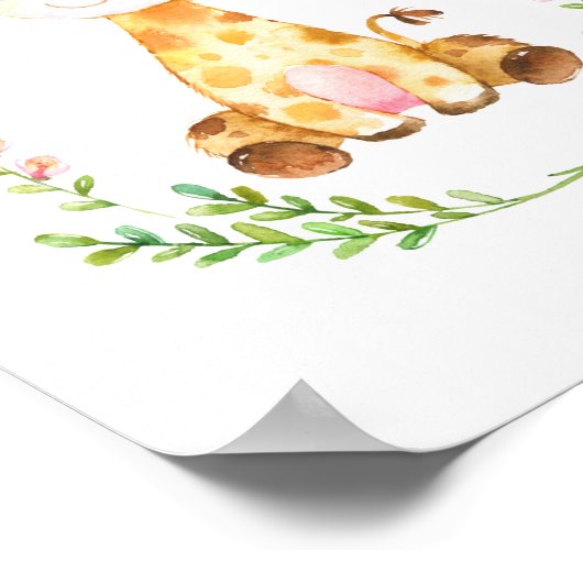 Watercolor Giraffe Kamer Kunstprint Poster (Hoek)