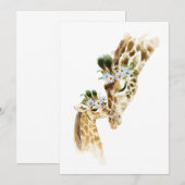 Watercolor Giraffe Moeder en Baby Kaart (Voorkant / Achterkant)
