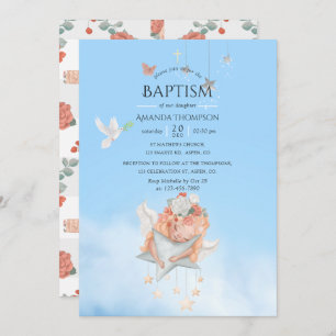 Watercolor Girl Angel Baptême Invitation