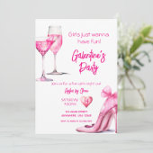 Watercolor Girls Galentines Fête Invitation (Debout devant)