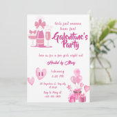 Watercolor Girls Galentines Fête Invitation (Debout devant)