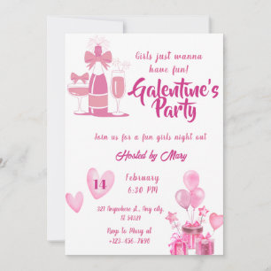 Watercolor Girls Galentines Fête Invitation