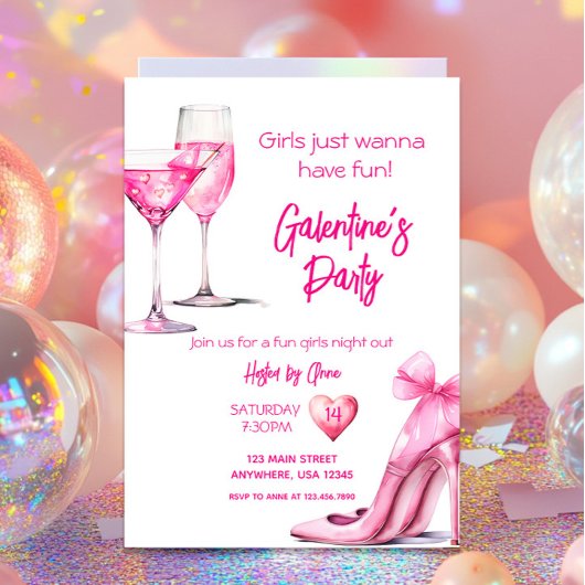Watercolor Girls Galentines Fête Invitation