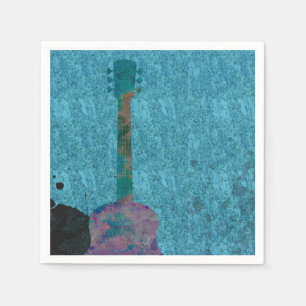 Watercolor Gitaar Blauw Muzikale Verjaardagsfeestj Servetten