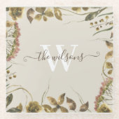 Watercolor Glas Onderzetter met Monogram Glazen Onderzetter (Voorkant)