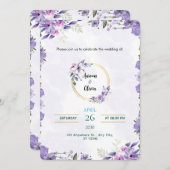 Watercolor Gold & Purple Invitation (Devant / Derrière)
