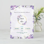 Watercolor Gold & Purple Invitation (Debout devant)