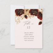 Watercolor Gold Roses Numéro de table Carte de siè (Dos)