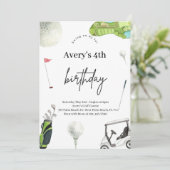 Watercolor Golf Invitation d'anniversaire (Debout devant)