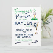 Watercolor Golf Invitation d'anniversaire (Debout devant)