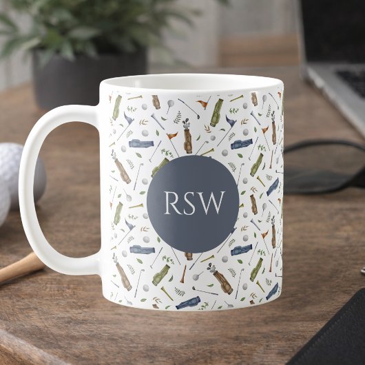 Watercolor Golf Monogram Mug | Birthday for Him