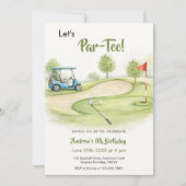 Watercolor Golf Par-Tee Verjaardag Kaart (Voorkant)