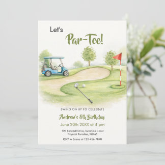 Watercolor Golf Par-Tee Verjaardag Kaart