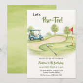 Watercolor Golf Par-Tee Verjaardag Kaart (Voorkant / Achterkant)