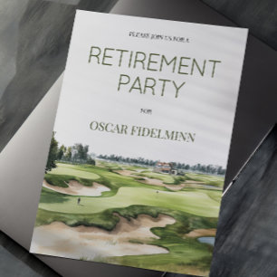 Watercolor Golfbaan Foto Pensioenfeest Kaart