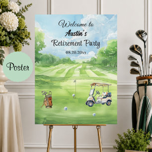 Watercolor Golfbaan Pensioenfeest Welkom Poster