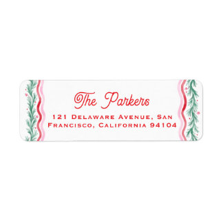 Watercolor Golvende Kerst Slinger Frame Etiket