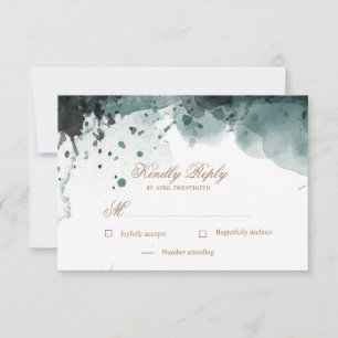 Watercolor Goud RSVP-reactiekaart RSVP Kaartje