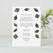 Watercolor Graduation Caps Grad Party Invitation (Debout devant)