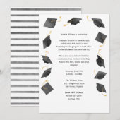 Watercolor Graduation Caps Grad Party Invitation (Devant / Derrière)